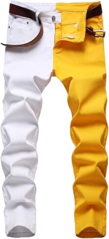 بنطال جينز Nutriangee الرجالي النحيف والمستقيم المرقعة من قماش الدنيم المطاطي للشارع الهيب هوب in Kuwait