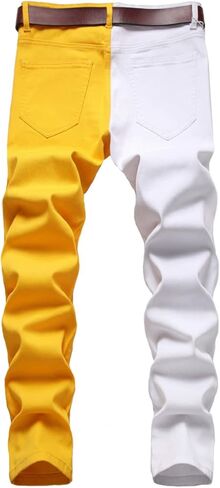 بنطال جينز Nutriangee الرجالي النحيف والمستقيم المرقعة من قماش الدنيم المطاطي للشارع الهيب هوب in Kuwait