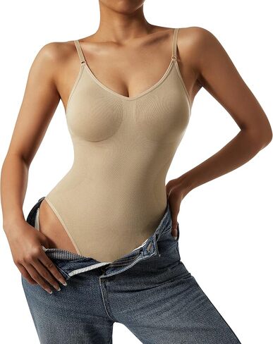 RUUHEE Women Ribbed Bodysuit Seamless Sleeveless Square Neck Shapewear Tank Top in Kuwait