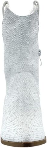 ABSOLEX Girls' Western Cowgirl Cowboy Pointed Toe Rhinestone Low Heel Boots in Kuwait