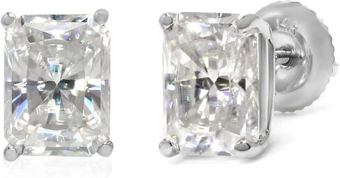 مختبر خلق مويسانيتي مشع قطع أقراط سوليتير | 8x6 ملم | 4.0 قيراط | د اللون | وضوح VVS1 | المسمار الخلفي المشاركات | 14K الذهب الأبيض in Kuwait