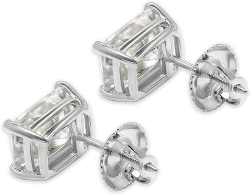 مختبر خلق مويسانيتي مشع قطع أقراط سوليتير | 8x6 ملم | 4.0 قيراط | د اللون | وضوح VVS1 | المسمار الخلفي المشاركات | 14K الذهب الأبيض in Kuwait