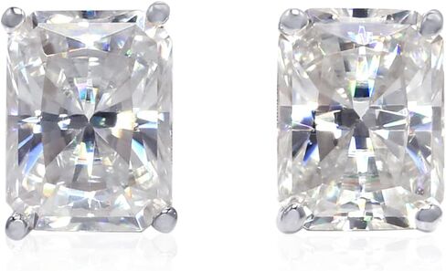 مختبر خلق مويسانيتي مشع قطع أقراط سوليتير | 8x6 ملم | 4.0 قيراط | د اللون | وضوح VVS1 | المسمار الخلفي المشاركات | 14K الذهب الأبيض in Kuwait