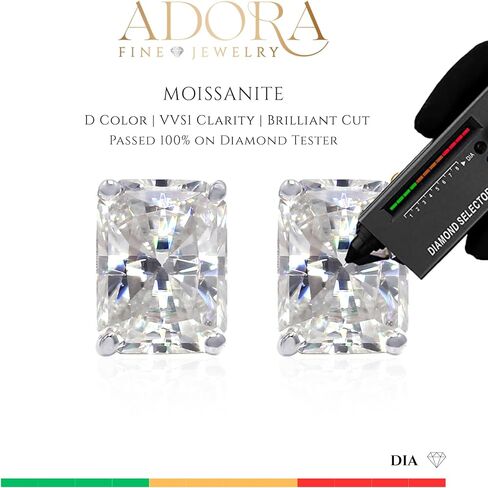 مختبر خلق مويسانيتي مشع قطع أقراط سوليتير | 8x6 ملم | 4.0 قيراط | د اللون | وضوح VVS1 | المسمار الخلفي المشاركات | 14K الذهب الأبيض in Kuwait