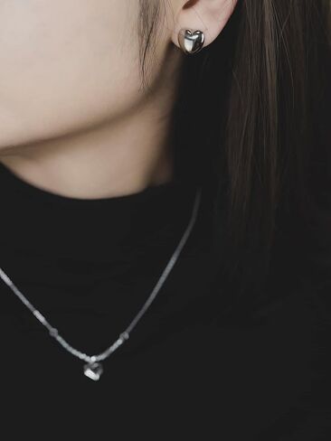 مجموعة قلادة وأقراط على شكل قلب من N9NEMUSES للنساء، قلادة على شكل قلب من الفضة الإسترلينية S925 ومشبك على الأقراط، مجوهرات قلب لطيفة ورائعة للفتيات in Kuwait