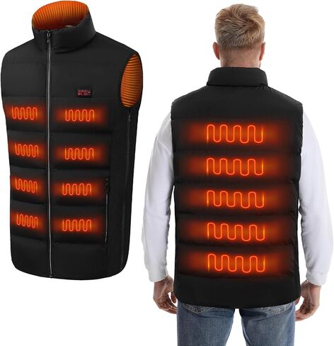 WIOR Heated Vest for Men Women, Size Adjustable Electric Heated Jacket Sleeveless Unisex Heated Warm Clothing with 21 Heating Zones and 3 Heating Levels for Hiking Fishing, Battery Pack Not Included in Kuwait