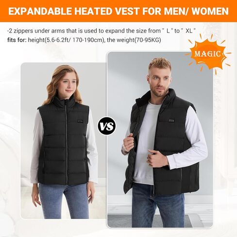 WIOR Heated Vest for Men Women, Size Adjustable Electric Heated Jacket Sleeveless Unisex Heated Warm Clothing with 21 Heating Zones and 3 Heating Levels for Hiking Fishing, Battery Pack Not Included in Kuwait