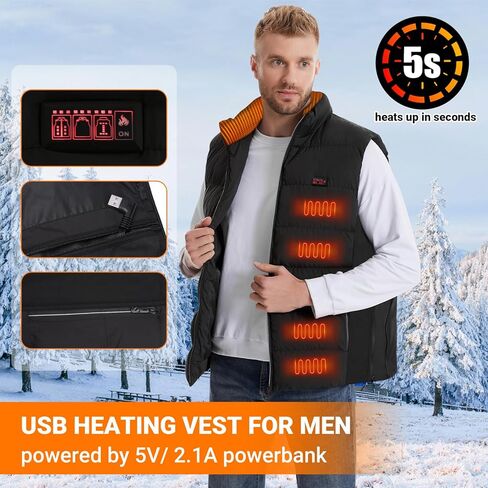 WIOR Heated Vest for Men Women, Size Adjustable Electric Heated Jacket Sleeveless Unisex Heated Warm Clothing with 21 Heating Zones and 3 Heating Levels for Hiking Fishing, Battery Pack Not Included in Kuwait