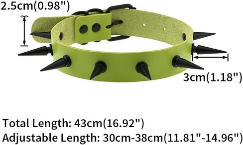 FM FM42 Unisex Multicolor Simulated Leather PU Black-tone/Silver-tone Spikes Rivets Spiked Punk Rock Gothic Choker Collar Necklace in Kuwait