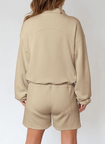 Dokotoo 2 Piece Outfits for Women Sweatsuit Oversized Half Zip Sweatshirt Tops and High Waist Shorts Tracksuit Sets in Saudi Arabia