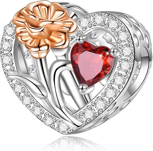 Birth Flower Birthstone Charm for Pandora Charms Bracelets Necklace 925 Sterling Silver Heart Love Charm Birthday Mother's Day Christmas Jewelry Gifts in Kuwait