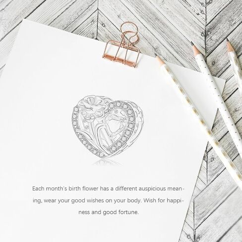 Birth Flower Birthstone Charm for Pandora Charms Bracelets Necklace 925 Sterling Silver Heart Love Charm Birthday Mother's Day Christmas Jewelry Gifts in Kuwait