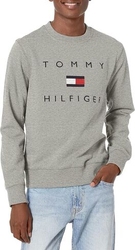 Tommy Hilfiger Men's Long Sleeve Fleece Logo Crewneck Sweatshirt in Saudi Arabia
