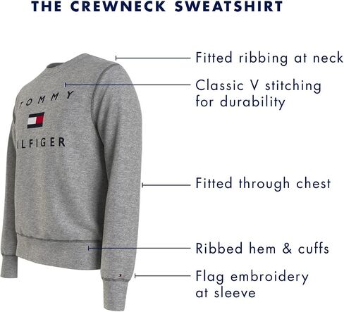 Tommy Hilfiger Men's Long Sleeve Fleece Logo Crewneck Sweatshirt in Saudi Arabia