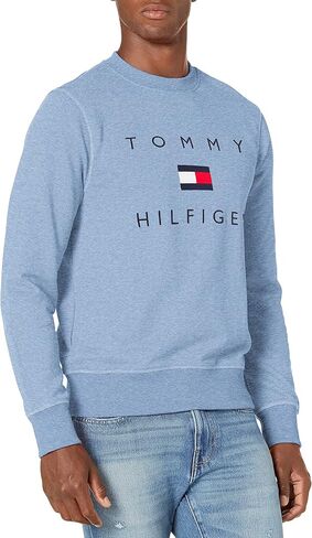 Tommy Hilfiger Men's Long Sleeve Fleece Logo Crewneck Sweatshirt in Saudi Arabia