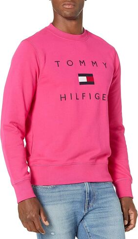 Tommy Hilfiger Men's Long Sleeve Fleece Logo Crewneck Sweatshirt in Saudi Arabia