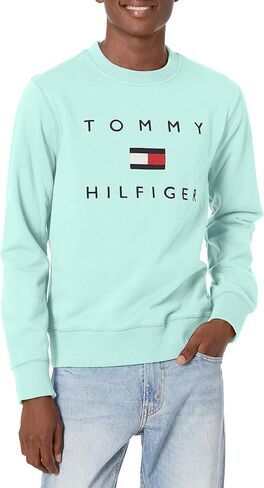 Tommy Hilfiger Men's Long Sleeve Fleece Logo Crewneck Sweatshirt in Saudi Arabia