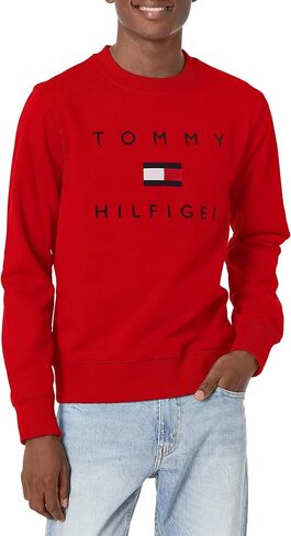Tommy Hilfiger Men's Long Sleeve Fleece Logo Crewneck Sweatshirt in Saudi Arabia