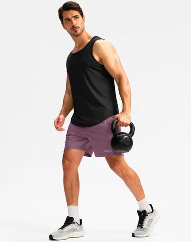 شورت Pudolla للجري للرجال مع 3 جيوب بسحاب خفيف الوزن 7 بوصة شورت رياضي للرجال رياضي للمشي لمسافات طويلة in Kuwait