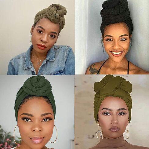 Head Wraps for Women Large Headband Turban Scarf for Black Hair band African Stretch Jersey Turban Hair Band in Saudi Arabia