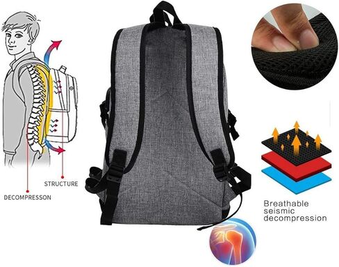 حقيبة ظهر للكمبيوتر المحمول للرجال والنساء، حقيبة ظهر مضادة للسرقة ومقاومة للماء مع منفذ شحن USB، حقيبة ظهر للسفر للأعمال تناسب أجهزة الكمبيوتر المحمول مقاس أقل من 15.6 بوصة، رمادي in Kuwait