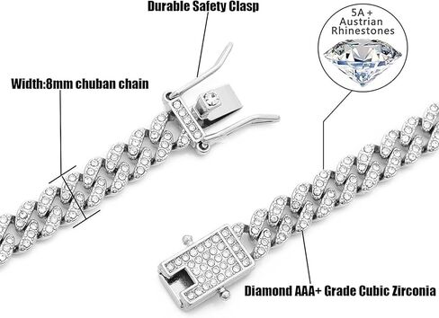 HIPBLING Iced Out Bracelet for Men Cuban Link Watch Bracelets Diamond Miami Cuban Bracelets 13mm 8mm Bracelet Hip Hop Rapper Jewelry Gift for Men in Saudi Arabia