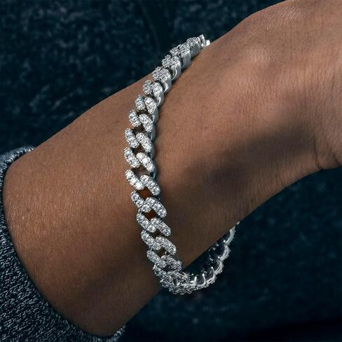 HIPBLING Iced Out Bracelet for Men Cuban Link Watch Bracelets Diamond Miami Cuban Bracelets 13mm 8mm Bracelet Hip Hop Rapper Jewelry Gift for Men in Saudi Arabia