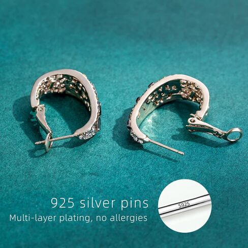 Qlady Crystal Hoop Earrings For Women Bright Silver Plated Oval Inside Out Earring,Sparkly Earring Jewelry in Kuwait