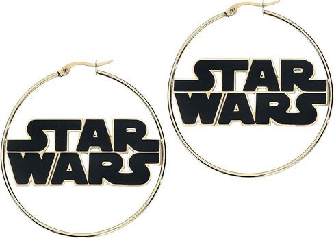 Star Wars Jewelry Logo Stainless Steel Gold IP 50mm Hoop Earrings (SALES1SWMD) in Saudi Arabia