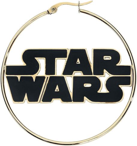 Star Wars Jewelry Logo Stainless Steel Gold IP 50mm Hoop Earrings (SALES1SWMD) in Saudi Arabia