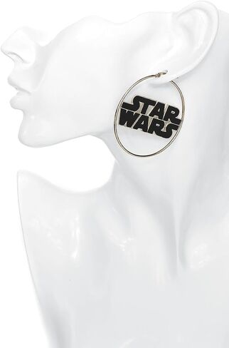 Star Wars Jewelry Logo Stainless Steel Gold IP 50mm Hoop Earrings (SALES1SWMD) in Saudi Arabia