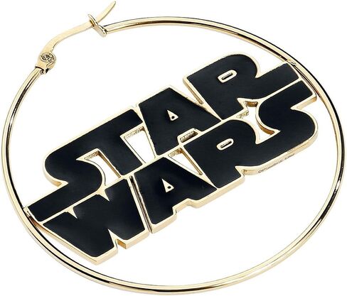Star Wars Jewelry Logo Stainless Steel Gold IP 50mm Hoop Earrings (SALES1SWMD) in Saudi Arabia