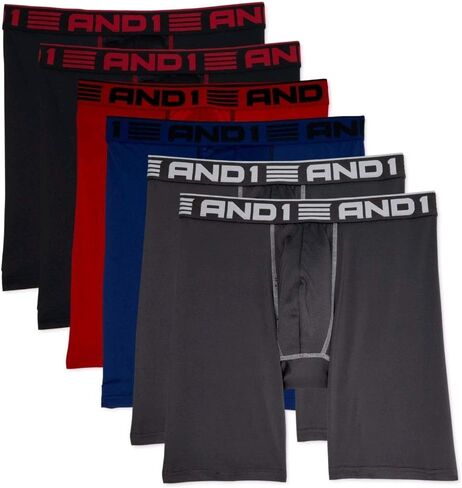 AND1 Assorted 9" Inseam 6 Pack ProPlatinum Performance Boxer Briefs - X-Large in Saudi Arabia