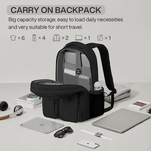 Mixi Travel Laptop Backpack, Lightweight Durable School Bookbag Men Woman 15.6" Computer Bag, Water Resistant Outdoor Hiking Backpacks With Multifunction Pockets, 17 Inch, Beige in Kuwait