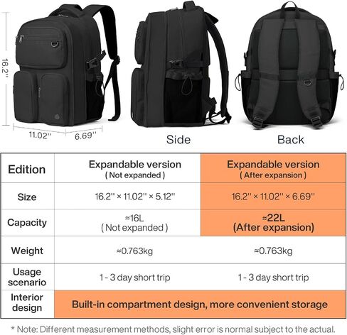 Mixi Travel Laptop Backpack, Lightweight Durable School Bookbag Men Woman 15.6" Computer Bag, Water Resistant Outdoor Hiking Backpacks With Multifunction Pockets, 17 Inch, Beige in Kuwait