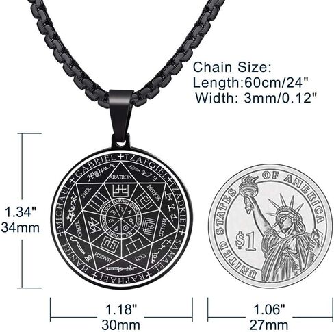FLYUN St Michael Necklace For Men, Seal of The 7 Archangels Pendant Protect Necklace Stainless Steel Mens Spiritual Talisman Protection Amulet Healing Jewelry Saint Michael Pendants in Saudi Arabia