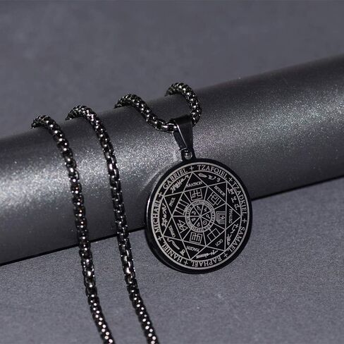 FLYUN St Michael Necklace For Men, Seal of The 7 Archangels Pendant Protect Necklace Stainless Steel Mens Spiritual Talisman Protection Amulet Healing Jewelry Saint Michael Pendants in Saudi Arabia