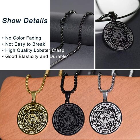 FLYUN St Michael Necklace For Men, Seal of The 7 Archangels Pendant Protect Necklace Stainless Steel Mens Spiritual Talisman Protection Amulet Healing Jewelry Saint Michael Pendants in Saudi Arabia