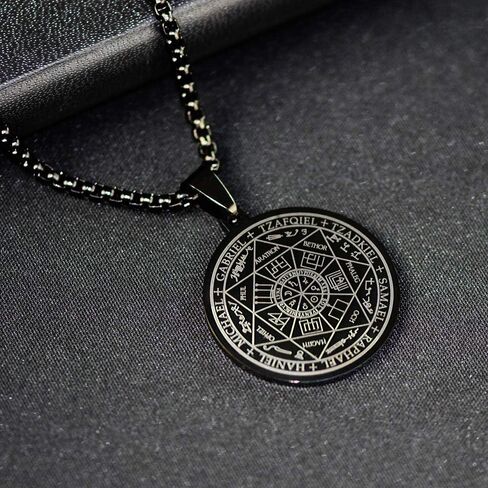 FLYUN St Michael Necklace For Men, Seal of The 7 Archangels Pendant Protect Necklace Stainless Steel Mens Spiritual Talisman Protection Amulet Healing Jewelry Saint Michael Pendants in Saudi Arabia
