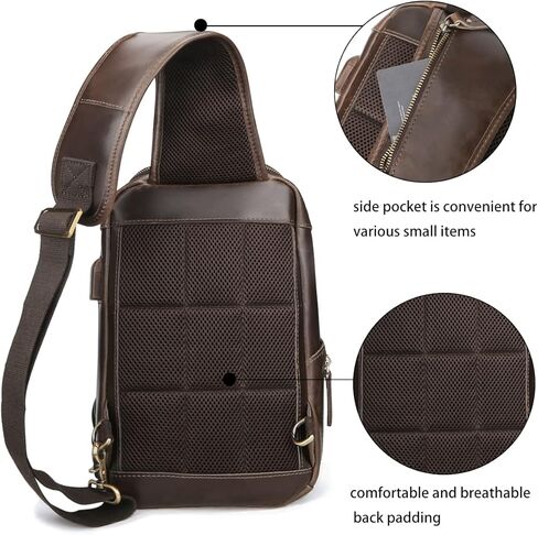 Hespary ريترو جلد البقر الحقيقي حقيبة الظهر حزام واحد للرجال يناسب 11 بوصة باد ، براون ، حزمة حزمة ل 10.5 بوصة باد, بني in Kuwait