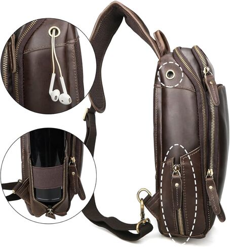 Hespary ريترو جلد البقر الحقيقي حقيبة الظهر حزام واحد للرجال يناسب 11 بوصة باد ، براون ، حزمة حزمة ل 10.5 بوصة باد, بني in Kuwait