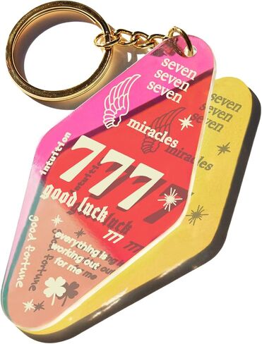 سلسلة مفاتيح بتصميم رقم الملاك 777 من ميدنايت مايندز، سلسلة مفاتيح قزحية اللون، رقم الملاك، 777، الدلالات، قزحي اللون، مقاس واحد, ألوان الطيف in Kuwait