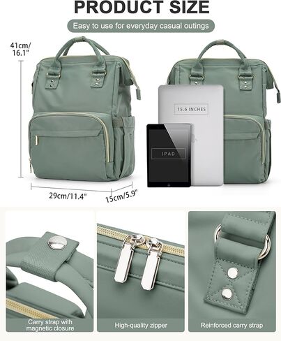 حقيبة ظهر للكمبيوتر المحمول للسفر من winspansy للنساء والرجال، حجم العنصر الشخصي الجمالي يمكن حمله على حقيبة الظهر، حقيبة ظهر كاجوال للعمل في الكلية في عطلة نهاية الأسبوع، حقيبة ممرضة مقاومة للماء تناسب كمبيوتر محمول مقاس 15.6 بوصة، أسود in Kuwait