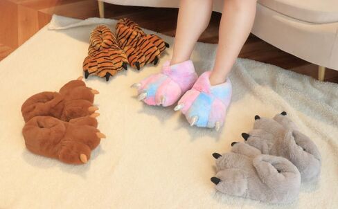 Women Plush Animal Paw Slippers Funny Novelty Bear Claw Slippers | Cozy Furry Warm Memory Foam Slippers Gifts for Halloween Christmas in Saudi Arabia
