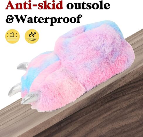 Women Plush Animal Paw Slippers Funny Novelty Bear Claw Slippers | Cozy Furry Warm Memory Foam Slippers Gifts for Halloween Christmas in Saudi Arabia