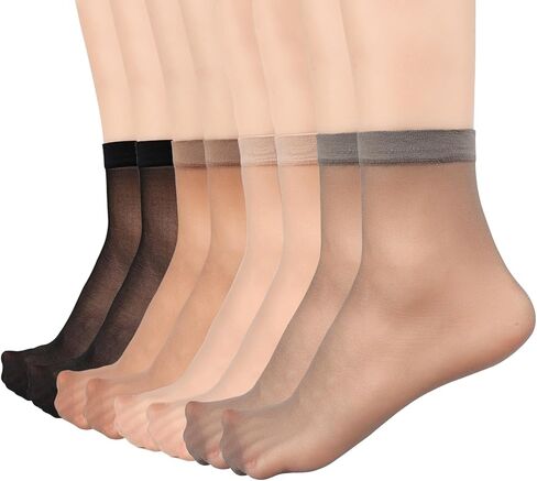 Mcool Mary 12 Pairs Womens Sheer Ankle Socks Nude Stocking Summer Ultra Thin Cool See Through Silk Socks for Women in Kuwait