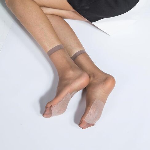 Mcool Mary 12 Pairs Womens Sheer Ankle Socks Nude Stocking Summer Ultra Thin Cool See Through Silk Socks for Women in Kuwait