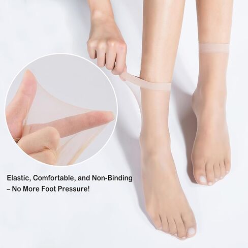 Mcool Mary 12 Pairs Womens Sheer Ankle Socks Nude Stocking Summer Ultra Thin Cool See Through Silk Socks for Women in Kuwait
