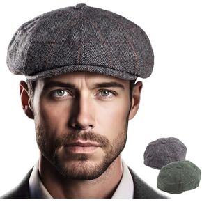 LADYBRO 2 Pack 8-Panel Newsboy Hats for Men Cabbie Hat Gatsby Cap Vintage Wool Blend Tweed Irish Hat in Kuwait