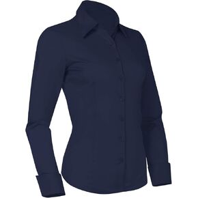 PIER 17 Button Down Shirts for Women, Tailored Long Sleeve Casual Business Professional Office Work Collared Dress Blouse